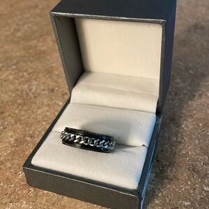 Ricardo Ray Men’s Ring (NORDSTROM) - NIB - Size 11 - black w/ chain link middle